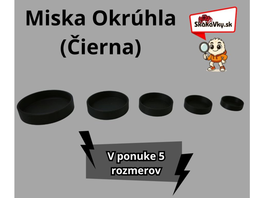 Čierna miska na vodu "Základná" /5 veľkostí/